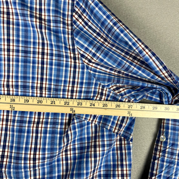 Susan Graver Weekend Top Womens 3X Blue Plaid Button Up Roll Tab Sleeve Casual - Picture 5 of 13